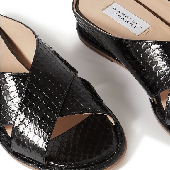 Gabriela Hearst Ellington elaphe embossed leather slides black - Picture 4 of 5